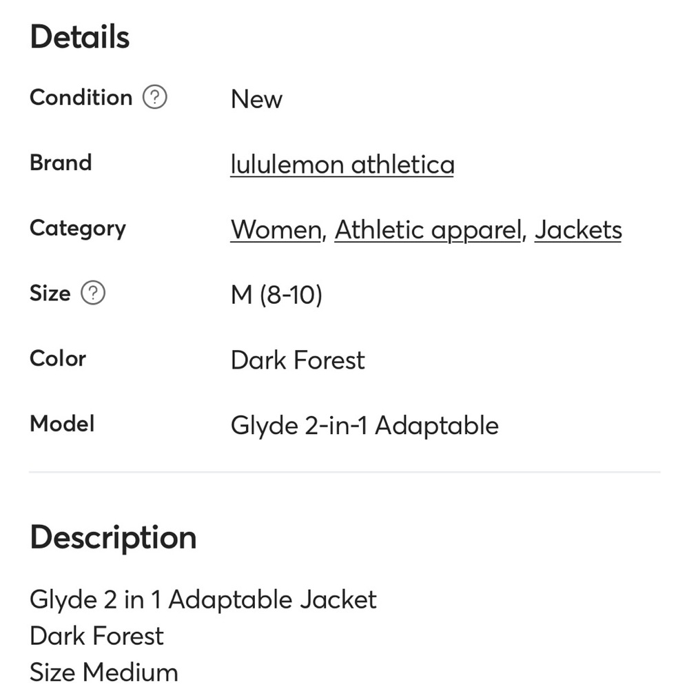 NWT Lululemon Athletic Apparel, Jacket M - Picture 6 of 6